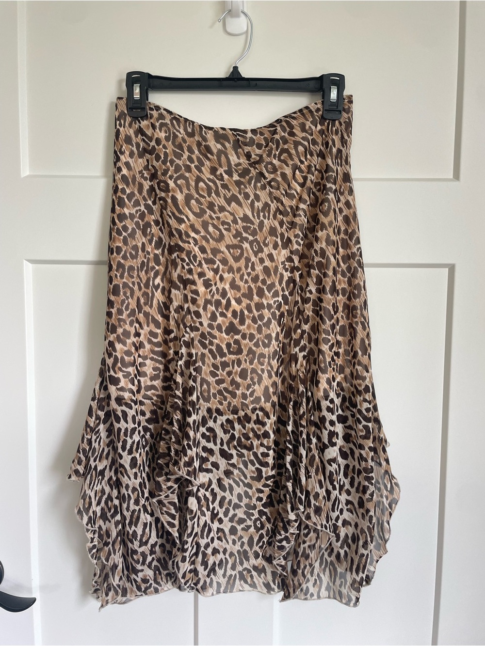 Tracy Evans Vintage Leopard Print A-Line Midi Skirt Sz M